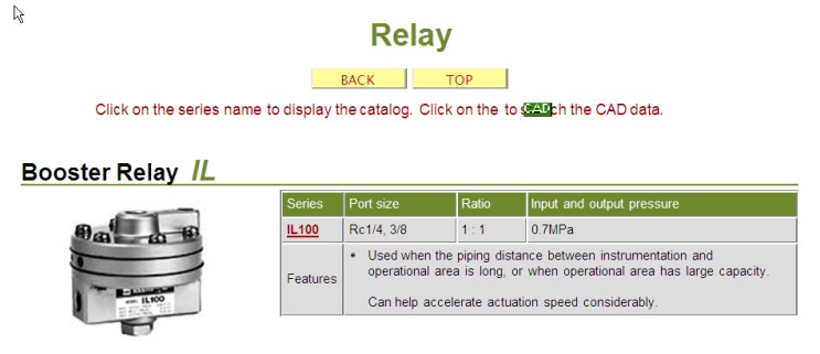 서산 대산공단에 설치된 계장 SMC SMC Booster Relay IL100 시리즈