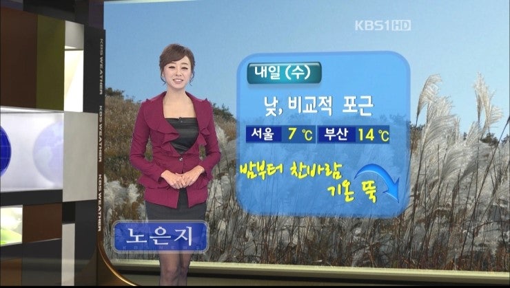 노은지 기상캐스터 - 12월 13일 12일 KBS 뉴스 라인