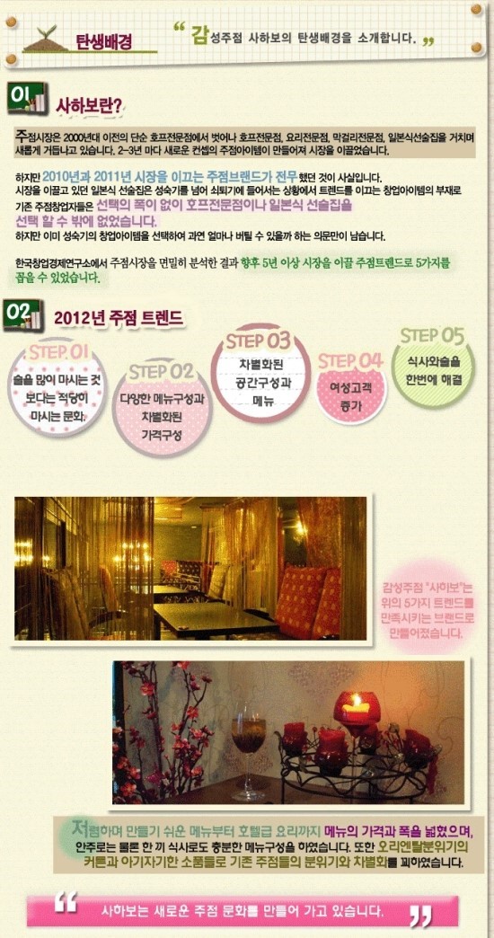  퓨전주점창업비용 / 술집 창업정보 - 사하보주점
