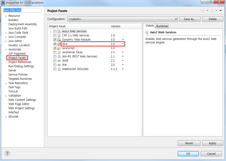  Project facet Java version 1.7 is not supported