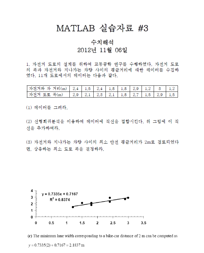  매트랩 기초 - 수치해석 실습자료 3