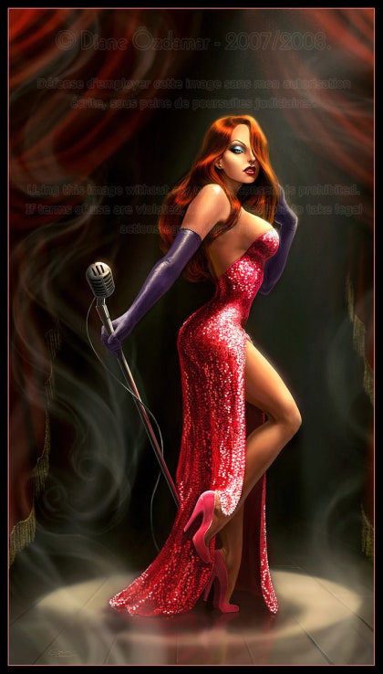 open lace back dress Manuel Hernandez – Diva In a Red Dress – Magic of Disney Art main image 1