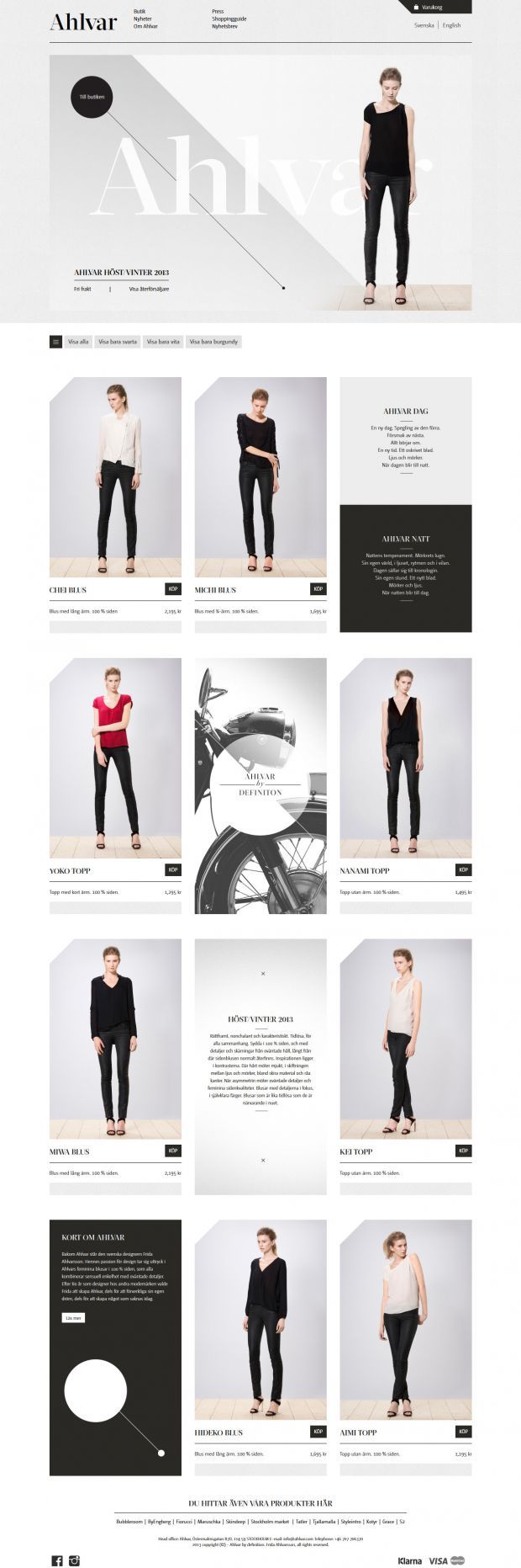  [WEB] AHLVAR FASHION SITE_ 독특한 구성과 배치의 레이아웃 사이트