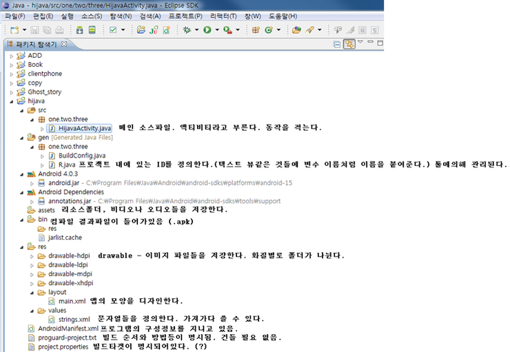  안드로이드 프로젝트의 구성