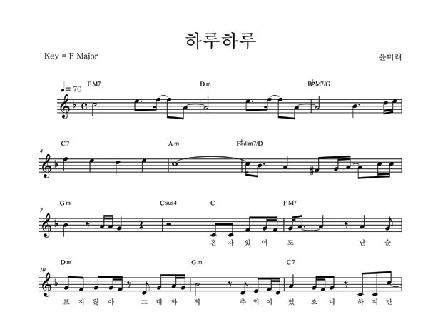 [악보마트] 윤미래 T _ 하루하루 악보 / 듣기