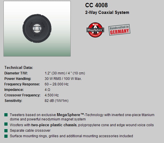  저먼마에스트로 MAESTRO CC 4008 2-Way 코엑셜 스피커   [클래스원카오디오] 