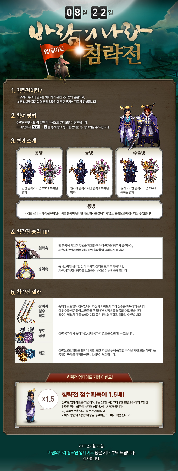2013 08/22(목) 바람의나라 침략전 업데이트