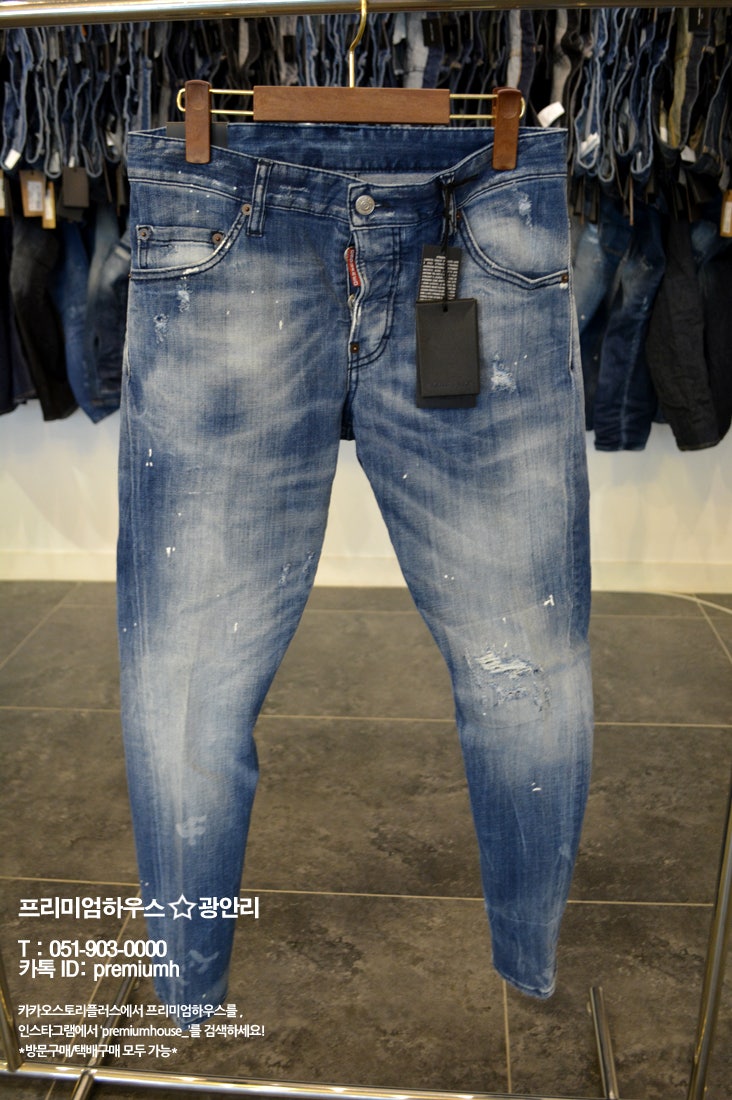 부산 디스퀘어드2 매장 2014 SS S71LA0751 화이트페인팅패치 M부블레진