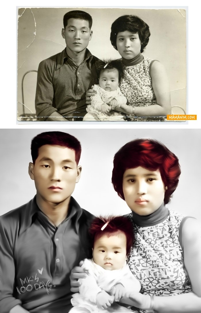  칼라를 불어넣은, 부모님의 스물네살 어린부부 시절.. 
