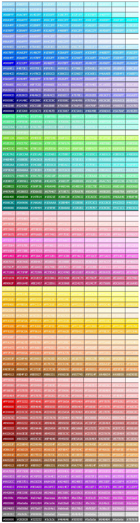 HTML - 색상표