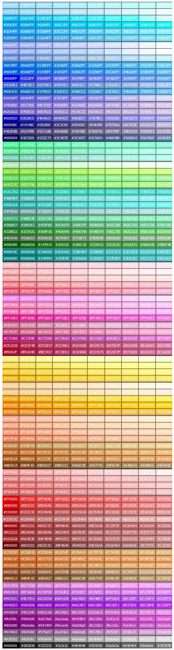 HTML - 색상표