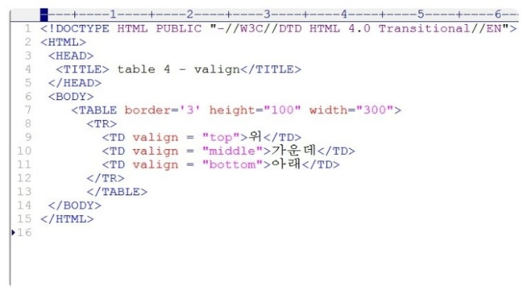 HTML - Table 태그 5편 valign태그