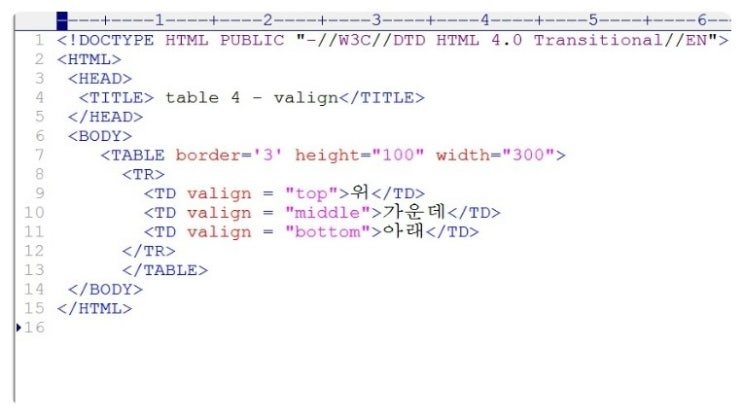  HTML - Table 태그 5편 valign태그