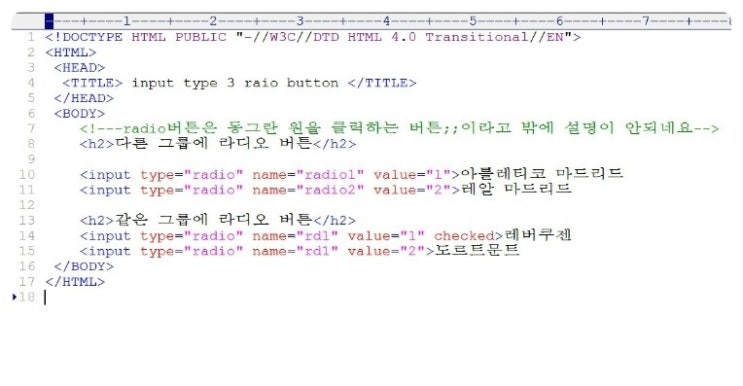  HTML - input type 3번 라디오버튼 radio button을 만들어보자
