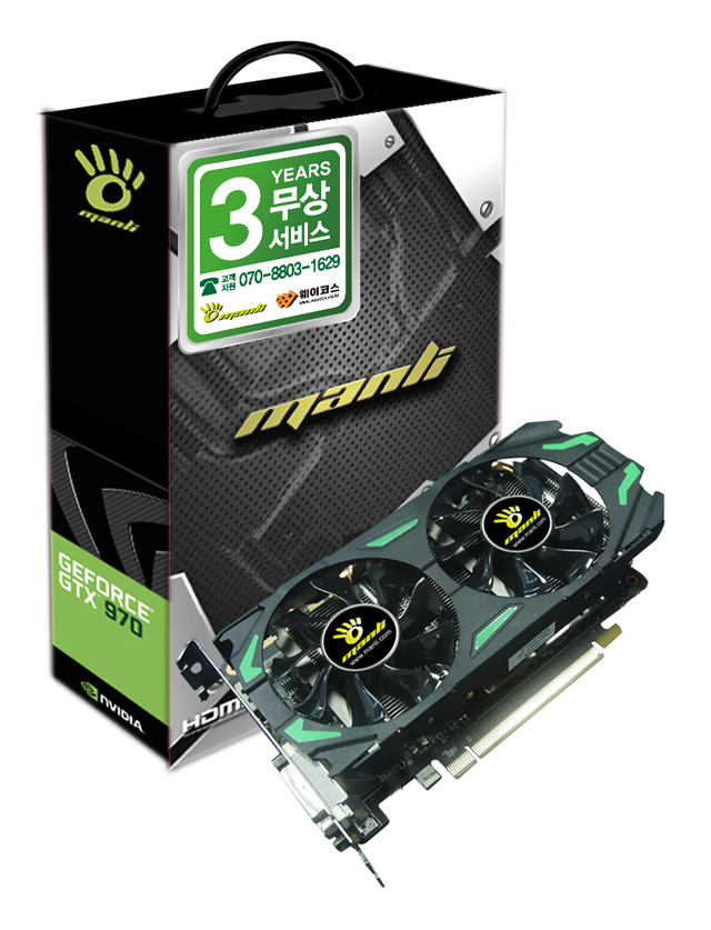 웨이코스, 강력한 Twin Storm 쿨링 “MANLI 지포스 GTX970 Twin Storm 4GD5” 출시