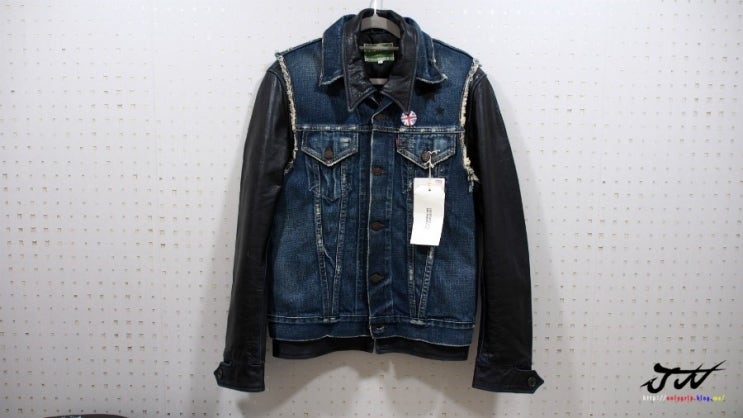  LVC(Levi'sVintageClothing) 1930s LEATHER JACKET BLUE BLACK WITH DENIM VEST 엘브이씨 30s 가죽자켓,데님 베스트