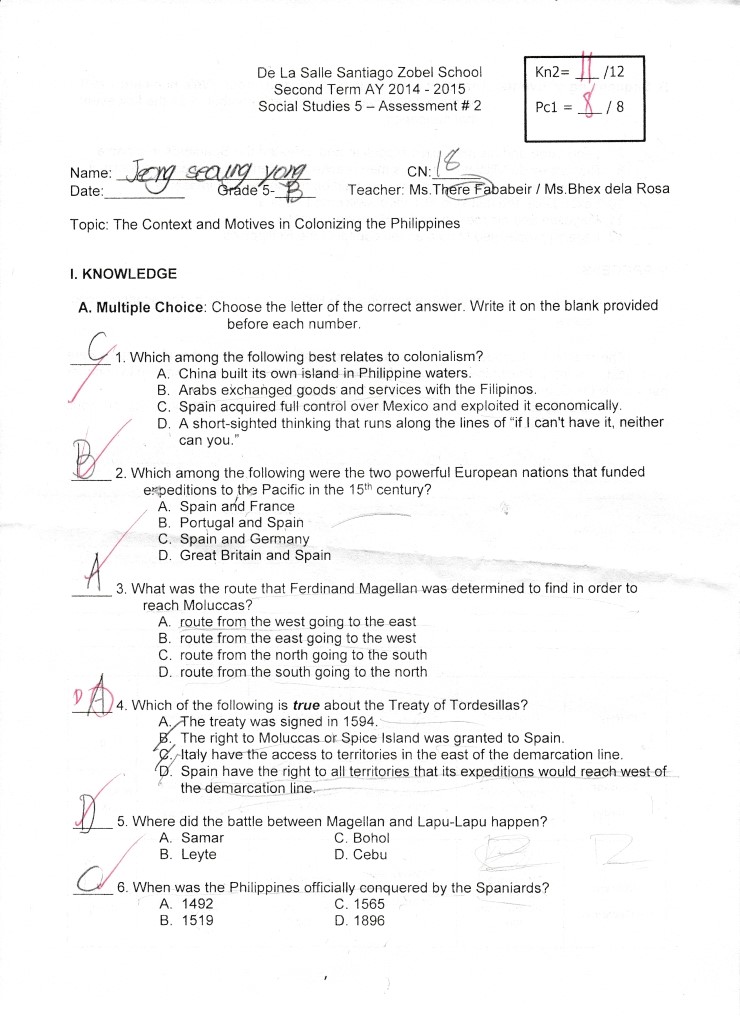  Second Term Social Studies-Assessment#2(2014년10월20일월요일)