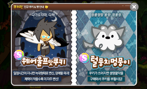 쿠키런 웨어울프맛쿠키 털뭉치멍뭉이 펫 출시 쿠키런 웨어울프맛쿠키 털뭉치멍뭉이 펫 출시