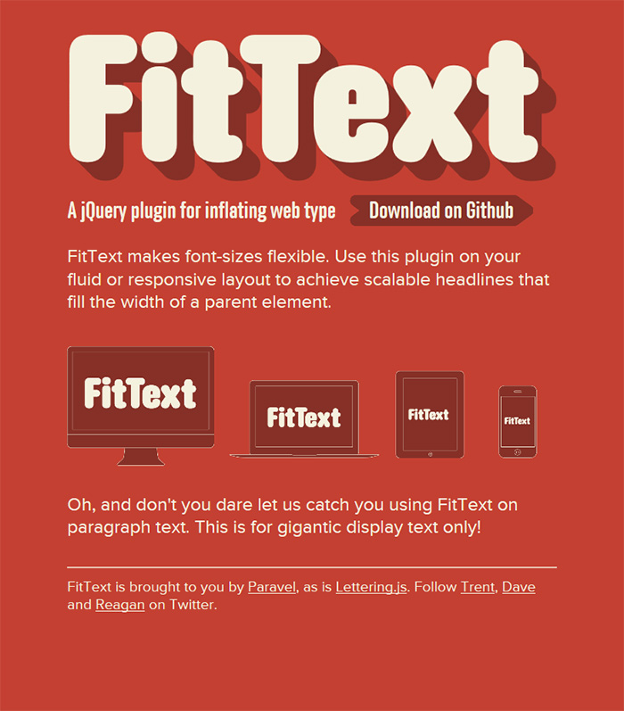 FitText - 화면 크기에 따라 글자크기 자동 변경해주는 jQuery 플러그인 FitText - 화면 크기에 따라 글자크기 자동 변경해주는 jQuery 플러그인