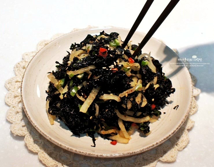 파래김무침::마른파래무침 만드는 법 - 맛있는 반찬 만들기