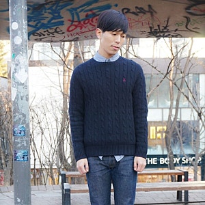 빈폴 꽈배기 니트를 활용한 무난한 데일리룩