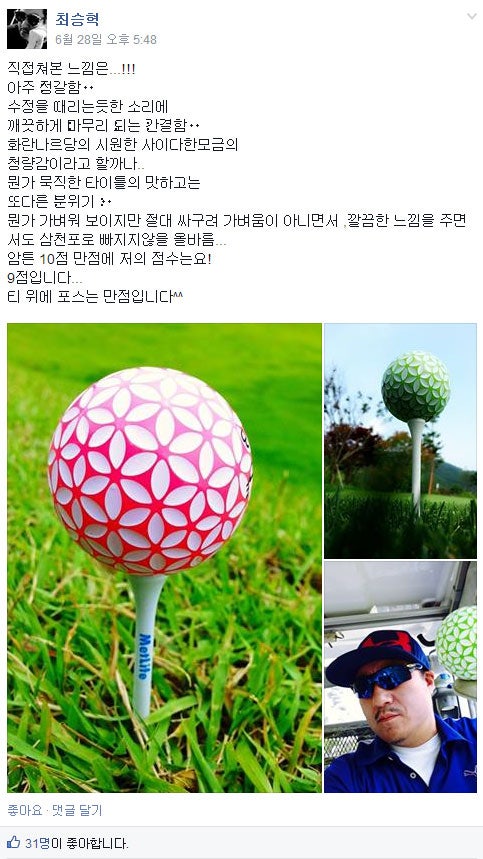 카에데 골프공 필드에서 쳐 본 후 느낌을 인상적으로 표현한 후기