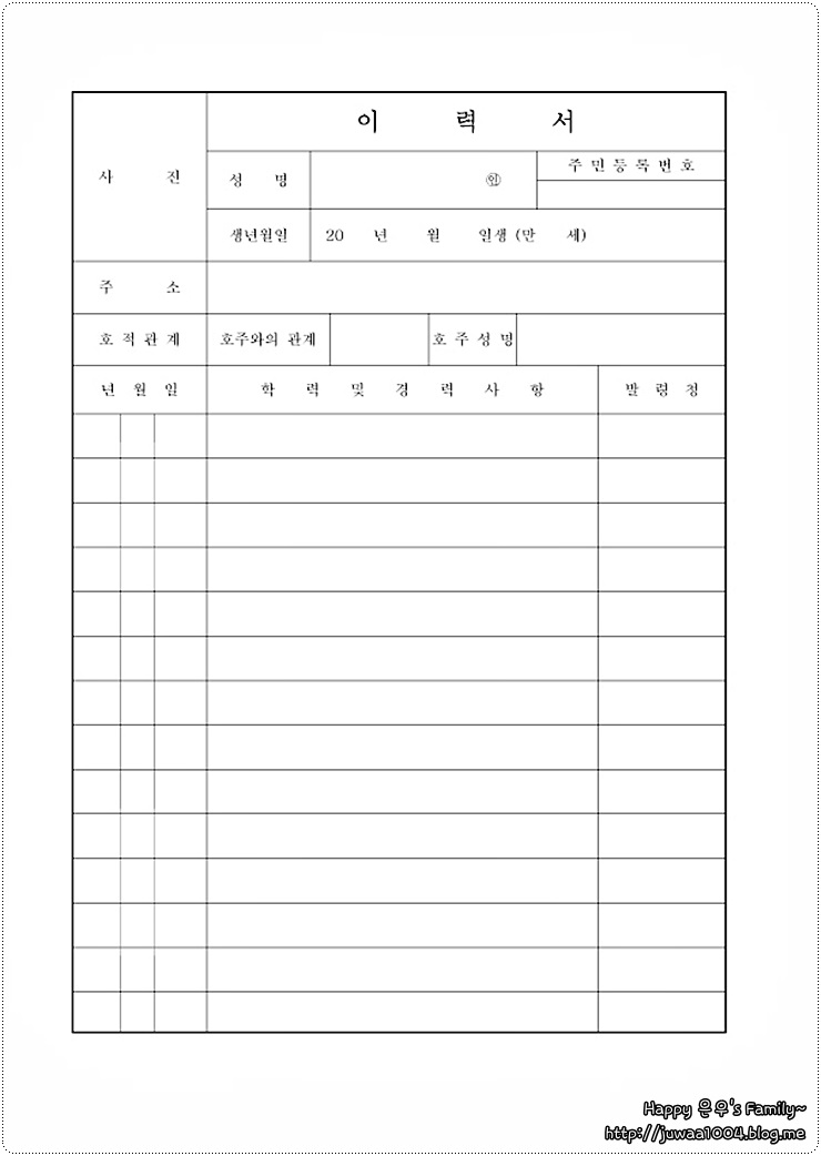 무료 서식 양식 이력서 양식 모음입니다 워드 Doc 및 한글 Hwp 파일 다운로드 받으세요 네이버 블로그
