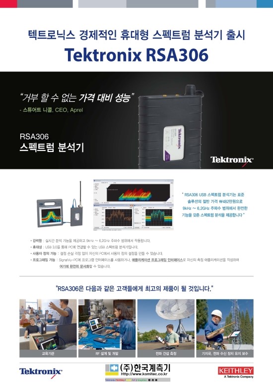 Tektronix의 경제적인 휴대용 스펙트럼분석기 RSA306