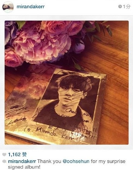 Miranda Kerr's Instagram: Proof of EXO Sehun's Signed CD!