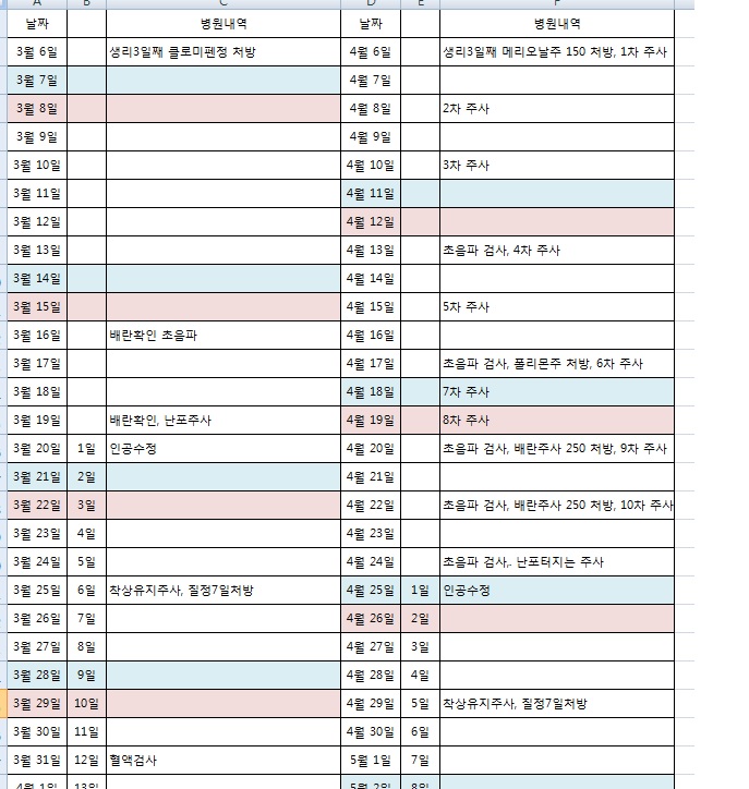 청화병원 2차 인공수정 착상유지주사 처방및 질정 7일 처방~ 총 비용