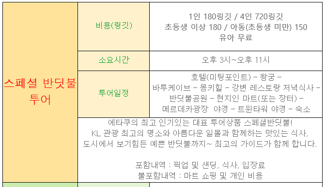  쿠알라룸푸르 반딧불투어, 공항픽업&샌딩 예약 - 에타쿠카페 이용