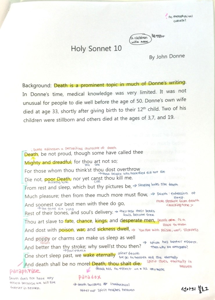Holy Sonnet 10-John Donne : 네이버 블로그