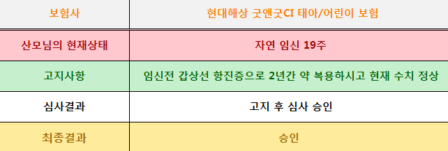  임신 19주 / 자연임신 / 갑상선 항진증 / 태아보험 심사승인 사례