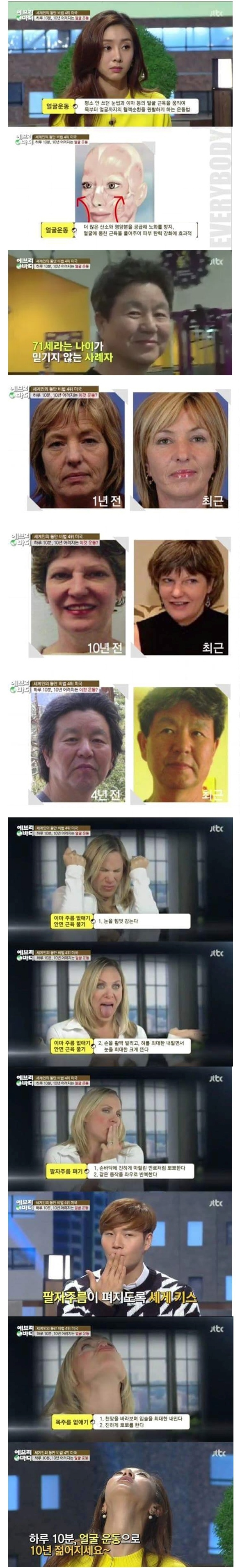 10년 젊어지는 얼굴운동, 먹어도 살안찌는 방법!! 이라네요~