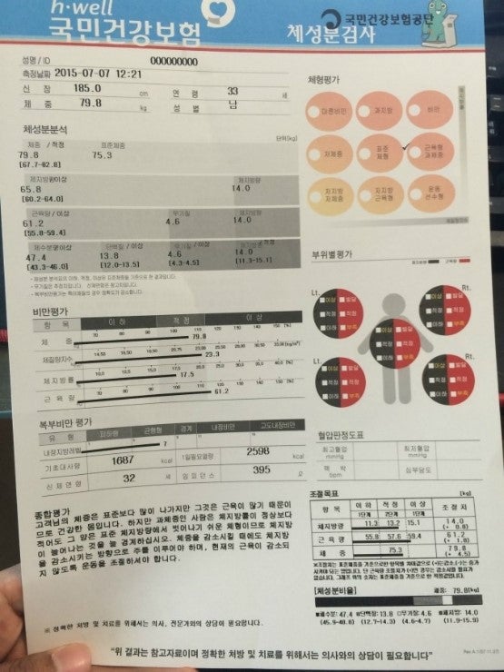 인바디 분석표 - 인천 서구 국민건강보험 수납센터에서