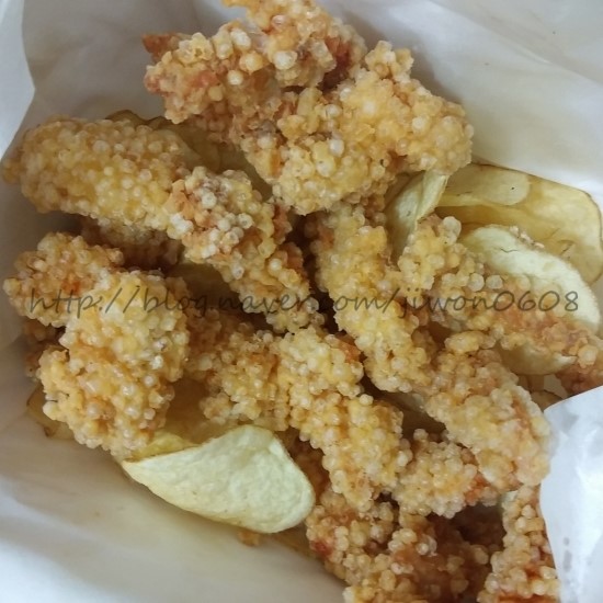  행복치킨 크런치치킨 + 닭똥집튀김