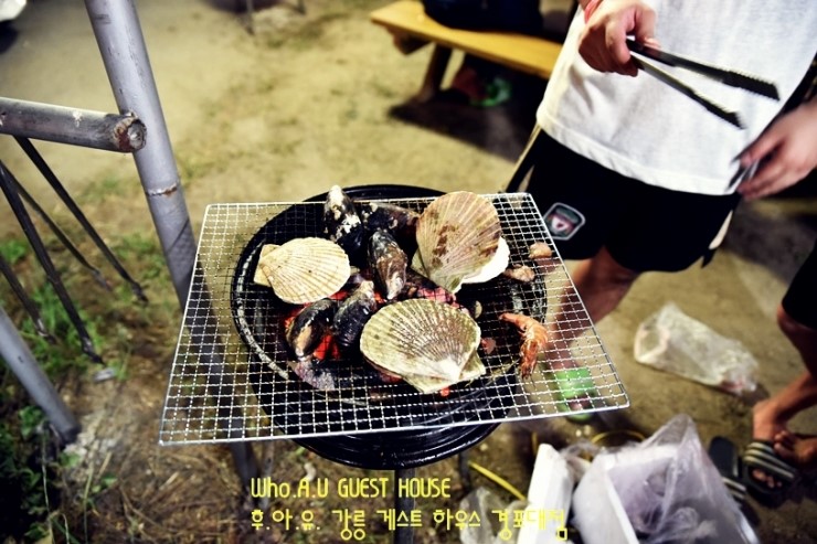  경포대 조개구이 맛집 소개해줄께요. 후아유 강릉게스트하우스 파티와 함께!