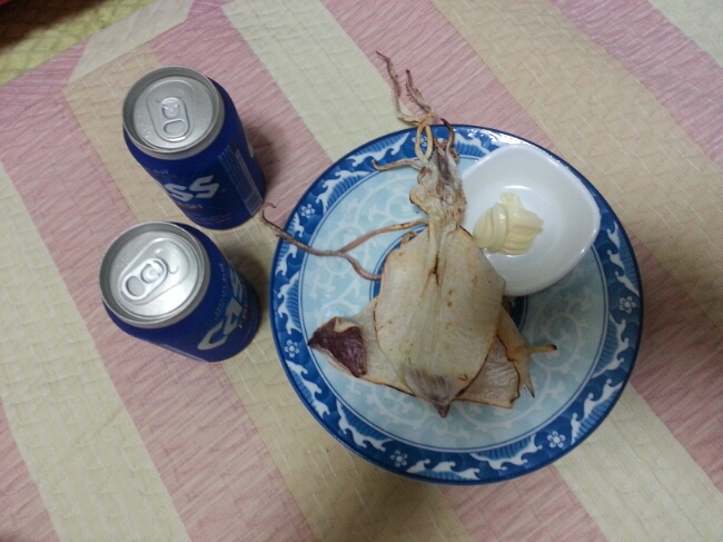  맥주와 한치의 만남