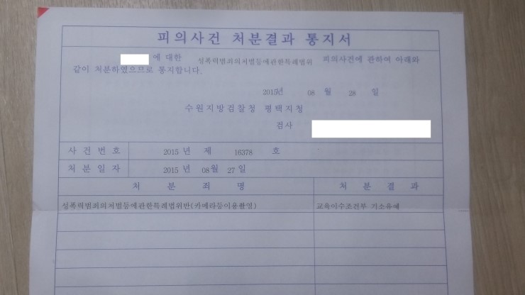  카메라등이용촬영죄 기소유예 사례