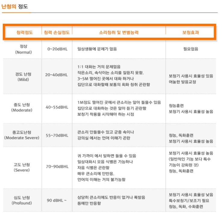  난청의 정도