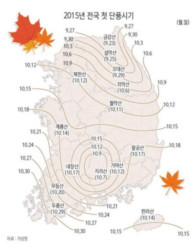  2015 전국 명산 단풍 절정시기