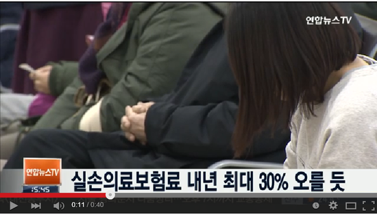 실손의료보험료 내년 최대 30% 오를 듯 (연합뉴스TV) 실손의료보험료 내년 최대 30% 오를 듯 (연합뉴스TV)