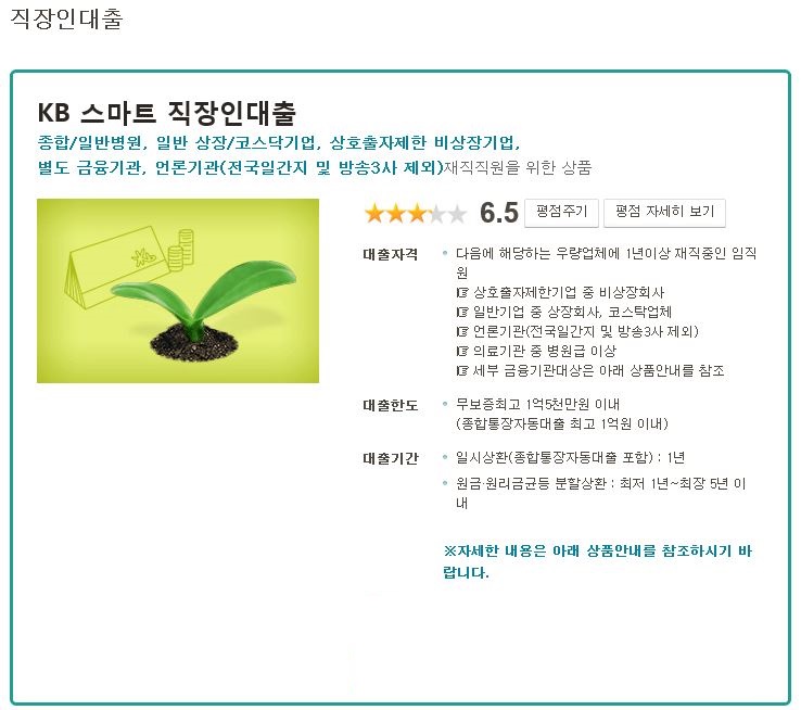  국민은행 스마트 직장인 신용대출