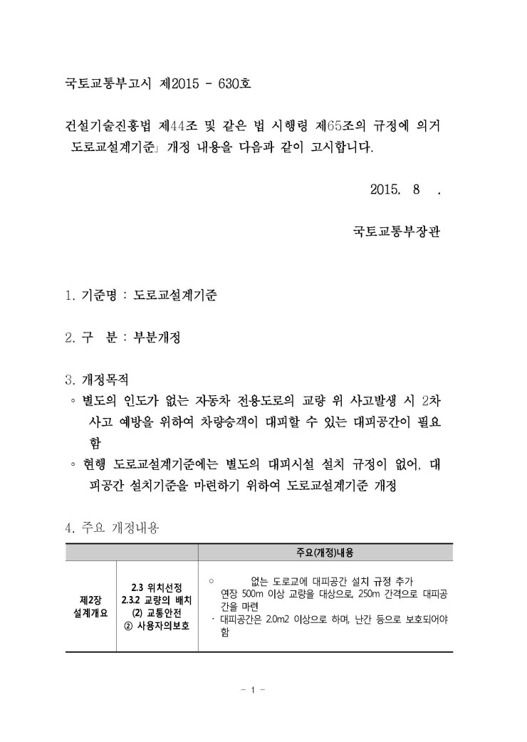  도로교 설계기준(한계상태설계법) 부분개정, 2015