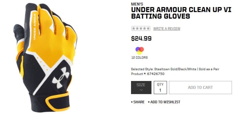 Under armour clean up vi batting gloves sale