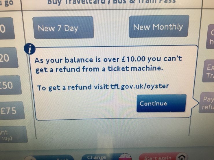 Oyster Card 환불 하기