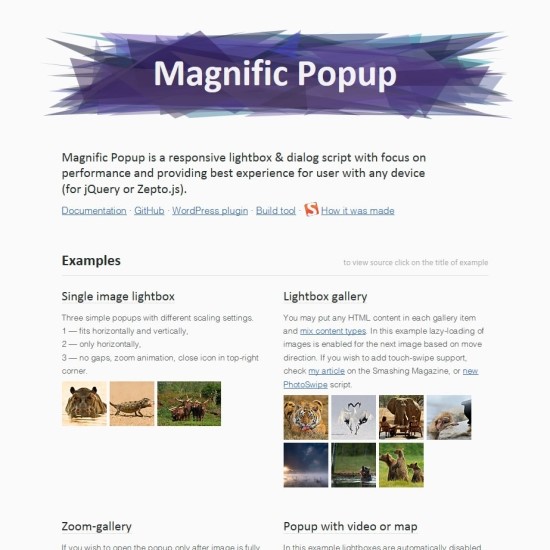 jquery 로 제작된 레이어 팝업 스크립트 "magnific popup"