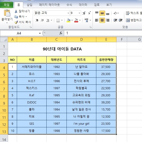 엑셀 조건부서식으로 행 전체 색 바꾸기 네이버 블로그
