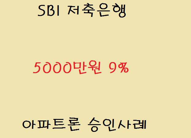 SBI저축은행 아파트론 신용대출 5000만원 9.9% 승인사례