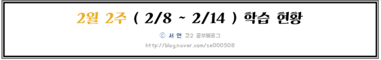  [서 연/고2공부블로그] 2월 2주 학습현황